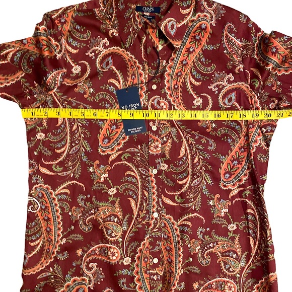 ๐ CHAPS BY RALPH LAUREN | NO IRON WINE MULTICOLOR PAISLEY BUTTON DOWN SHIRT L - Picture 12 of 16